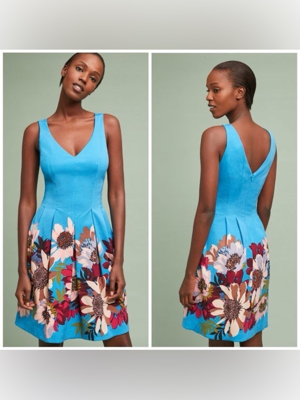 Anthropologie Spring Daisy Dress by Tracy Reese Blue Floral Size 4